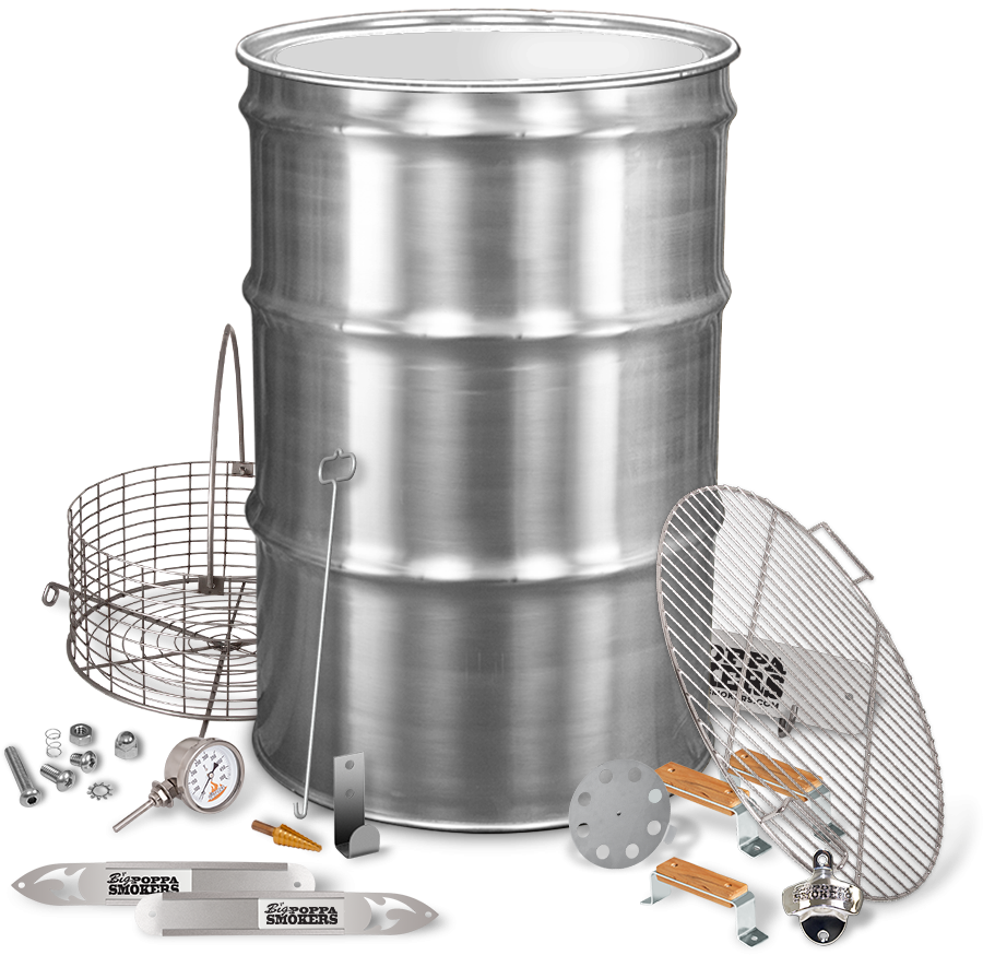 Stainless Steel Smoker Kit Components PNG image
