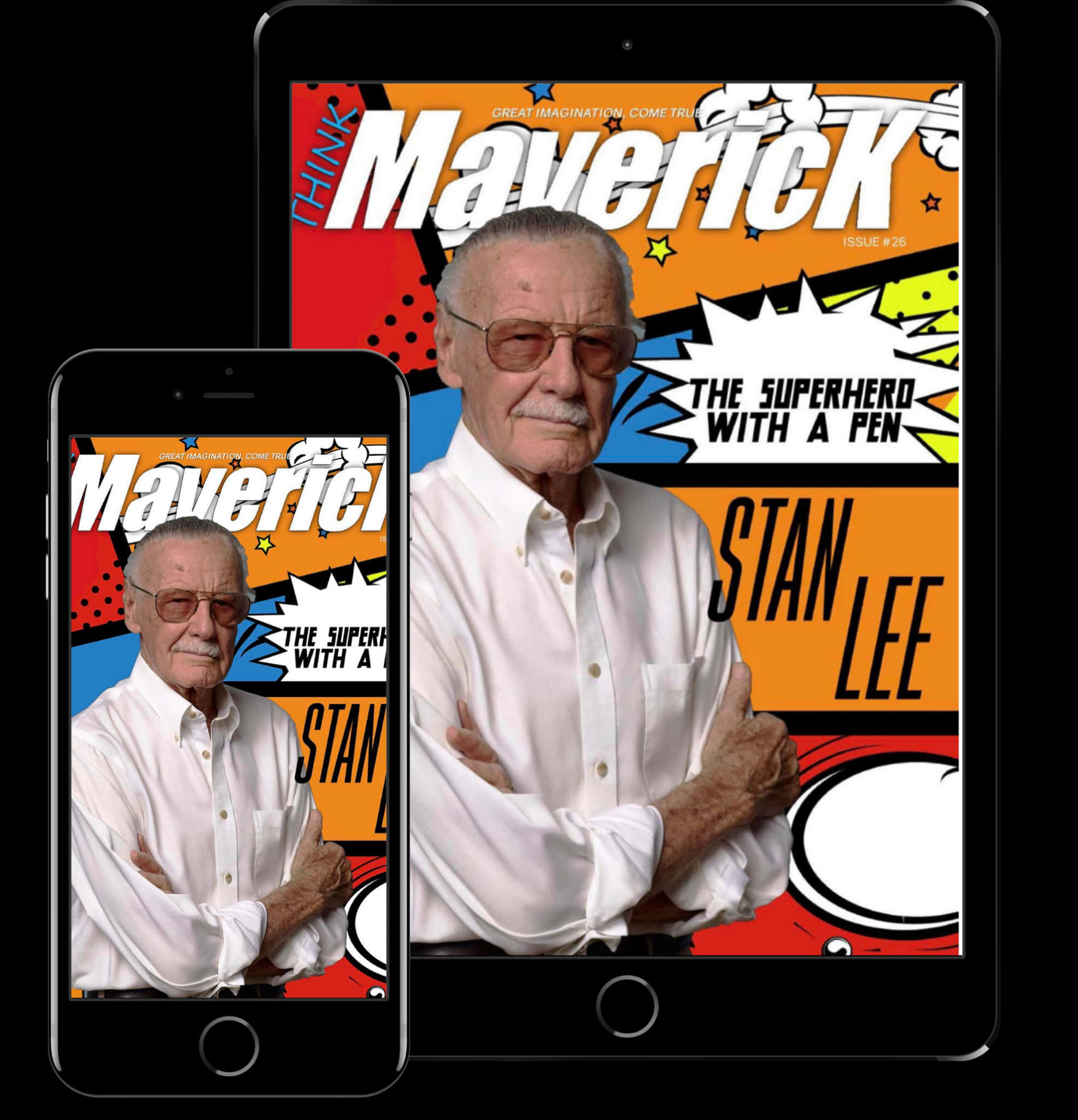 Stan Lee Comic Magazine Cover Mobile Tablet Display PNG image