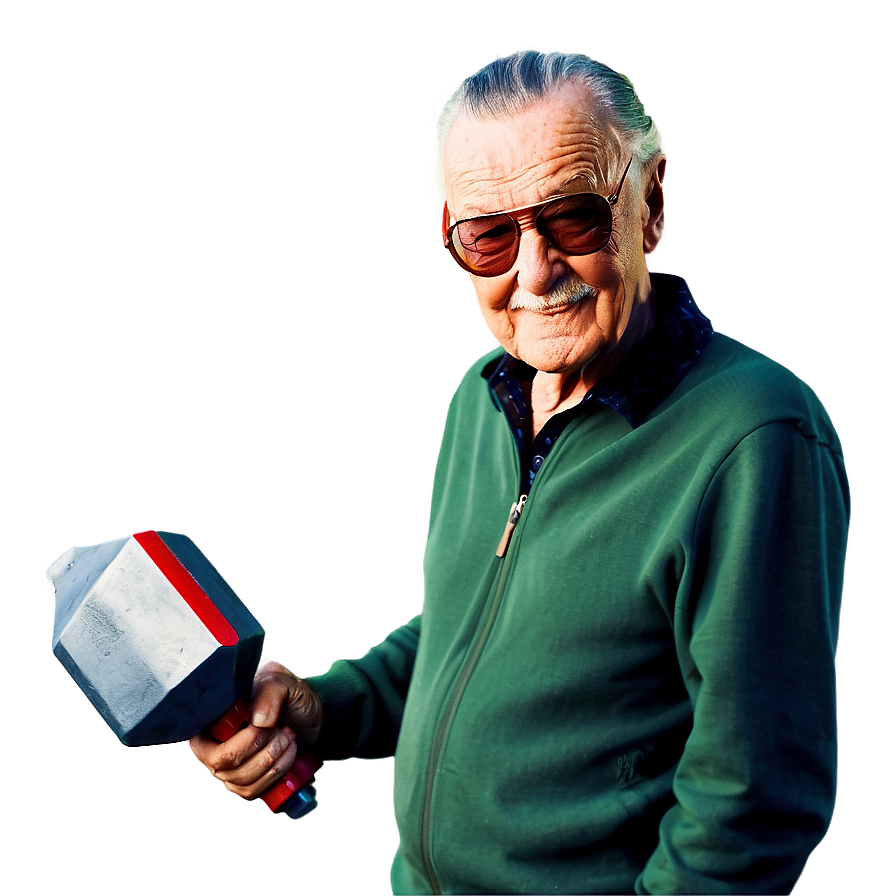 Stan Lee With Thor Hammer Png Ftg PNG image