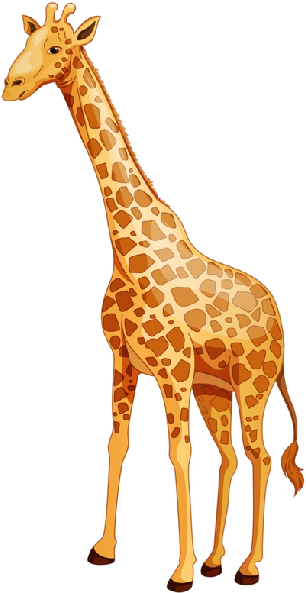 Standing Giraffe Cartoon Illustration PNG image