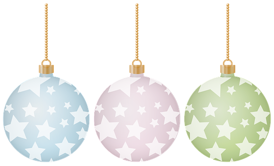 Star Patterned Christmas Ornaments PNG image