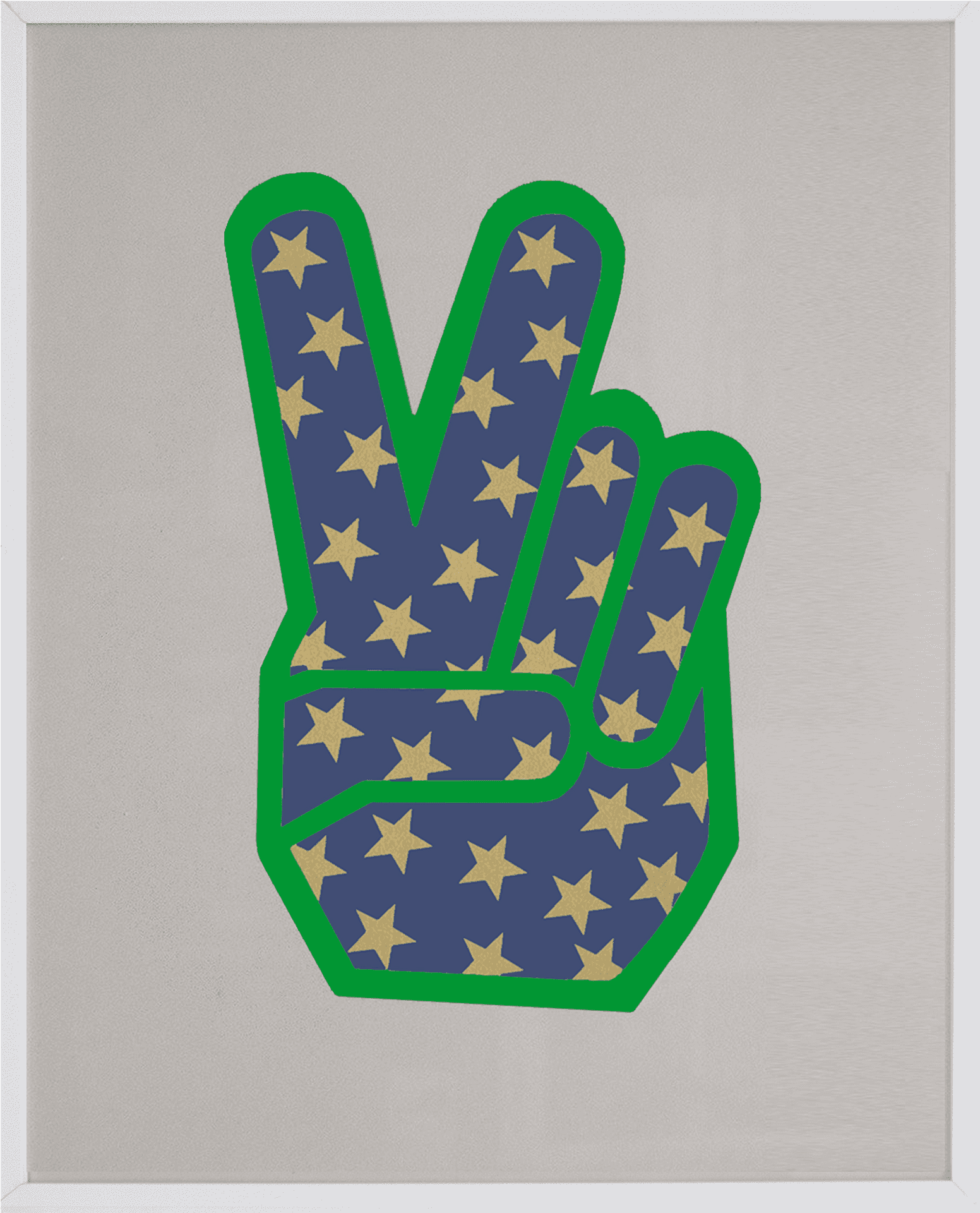 Star Patterned Peace Sign Hand Gesture PNG image