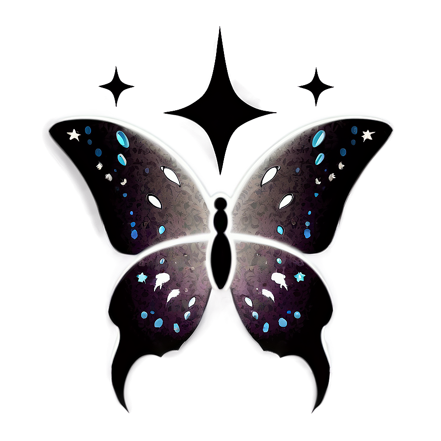 Star Tattoo With Butterflies Png 06262024 PNG image