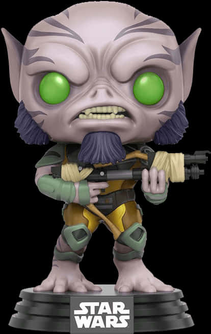 Star Wars Green Eyed Alien Figurewith Blaster PNG image