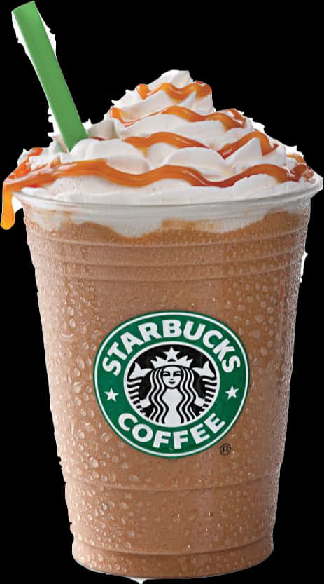 Starbucks Caramel Frappuccinowith Whipped Cream PNG image