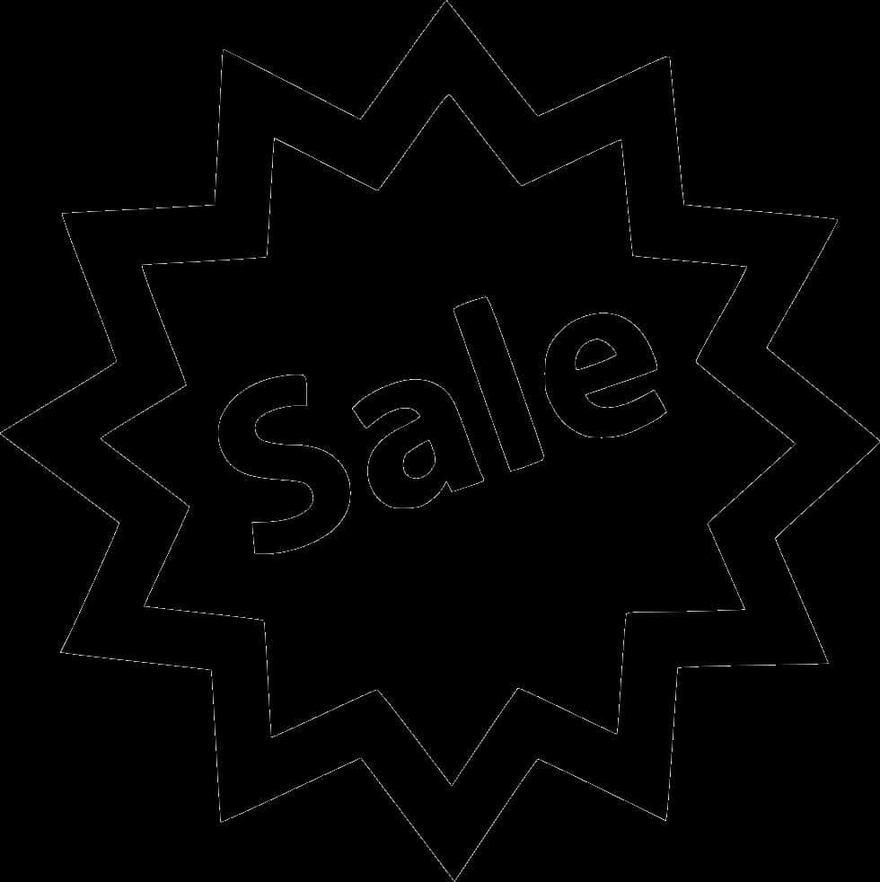 Starburst Sale Sign Blackand White PNG image