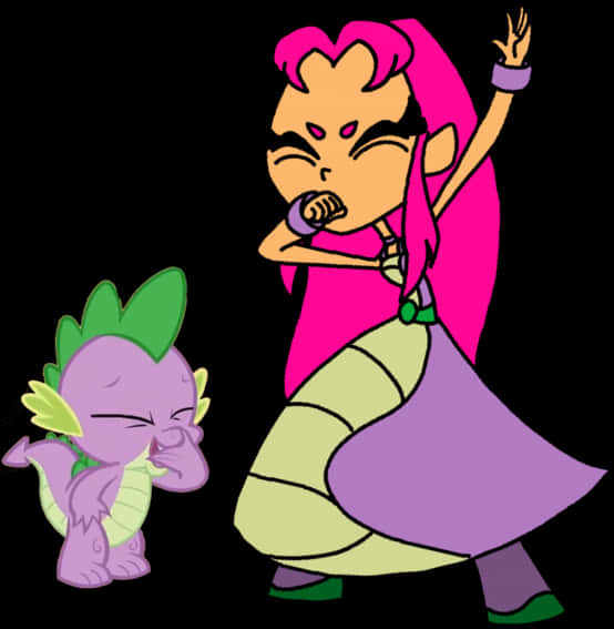 Starfire Singing Beast Boy Displeased PNG image