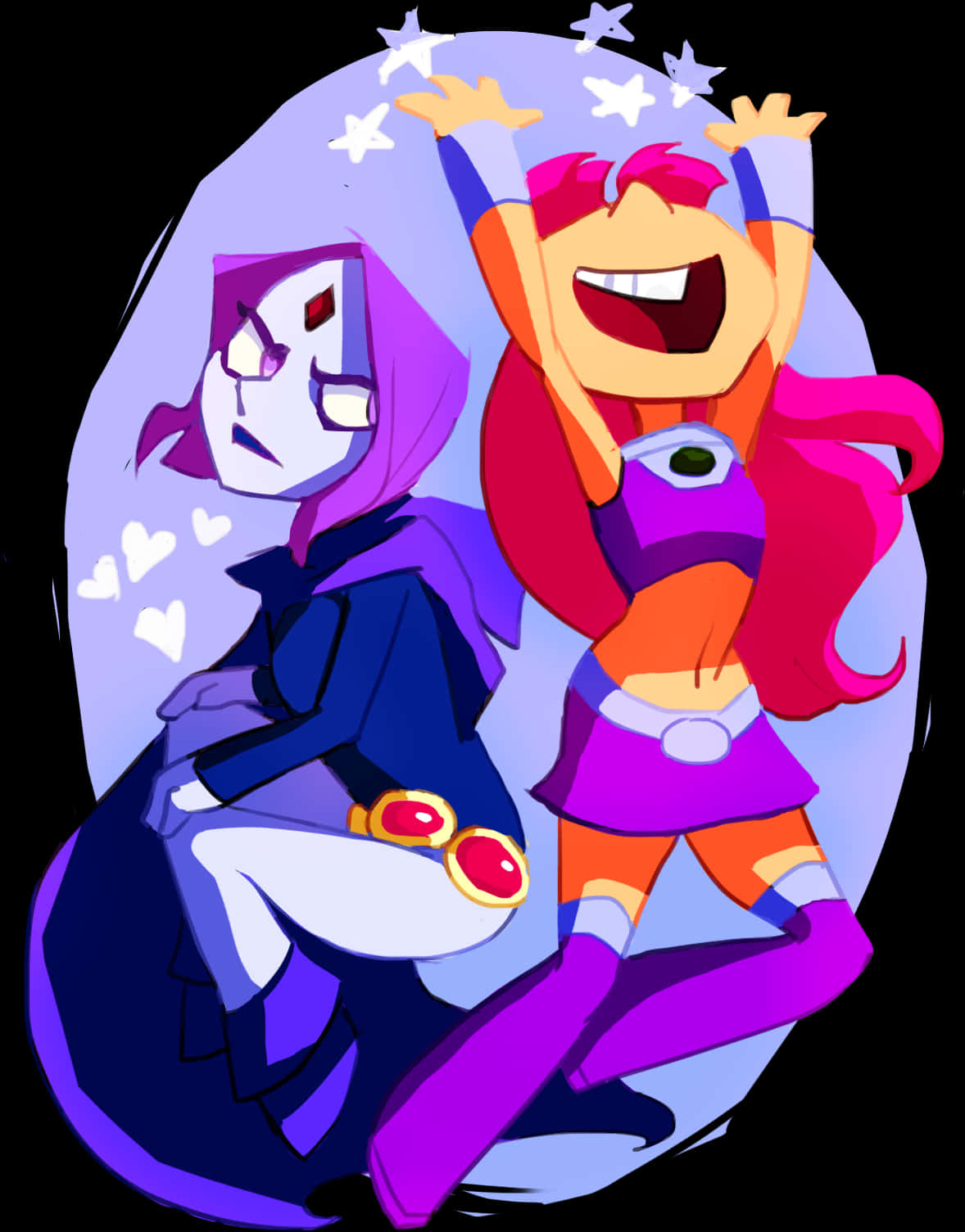 Starfireand Raven Cartoon Illustration PNG image