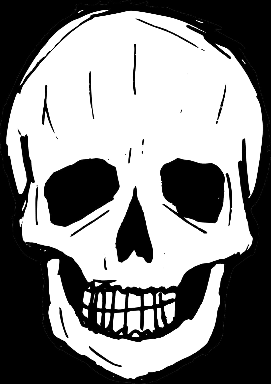 Stark Blackand White Skull Illustration PNG image