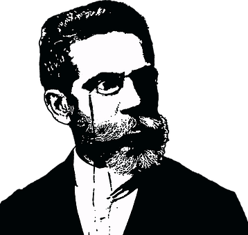 Stark Contrast Bearded Man Portrait PNG image