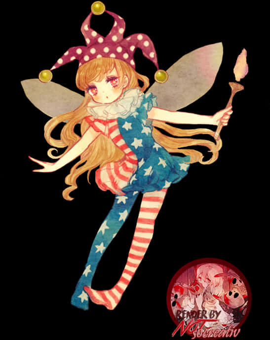 Starry Fairy Anime Art PNG image