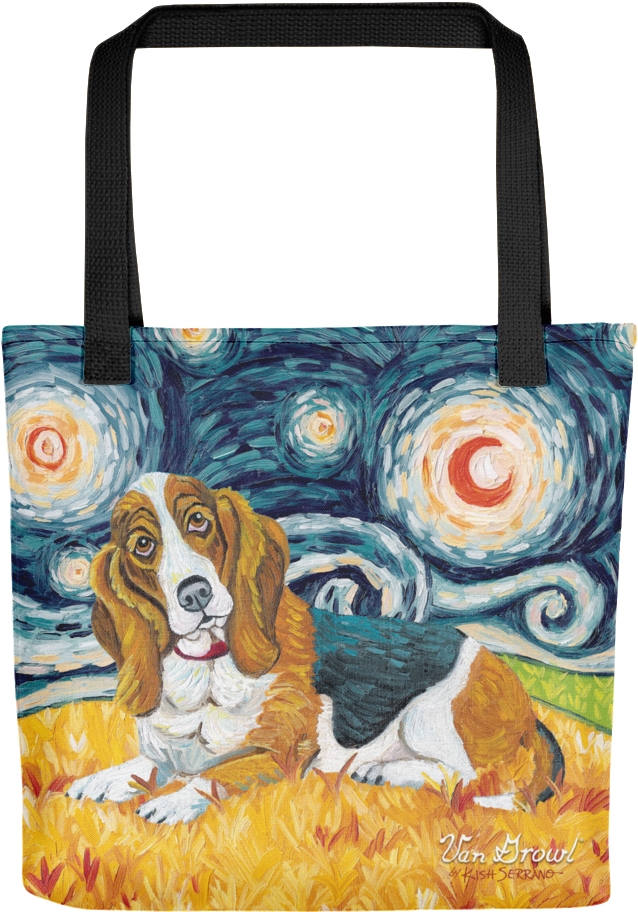 Starry Night Basset Hound Tote Bag PNG image