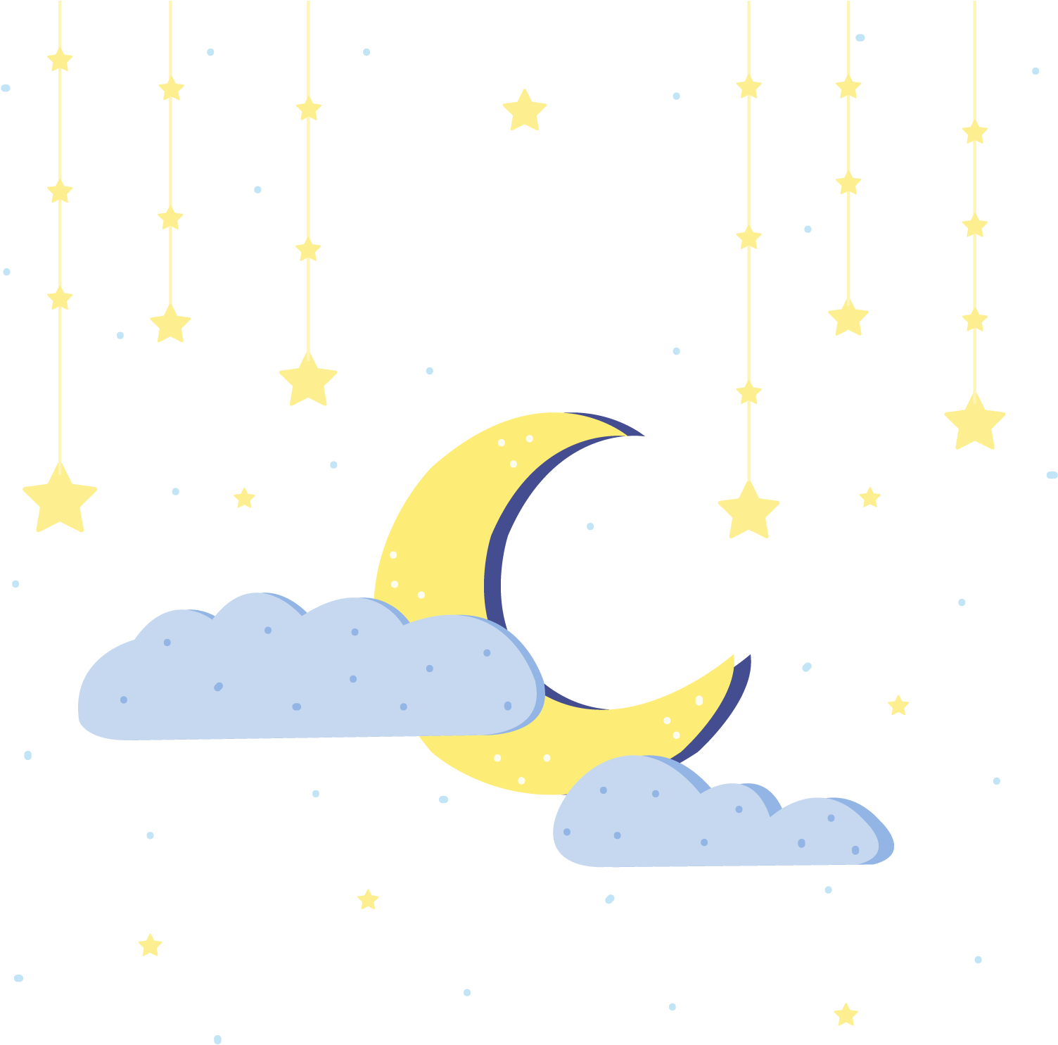 Starry Night Crescent Moon PNG image