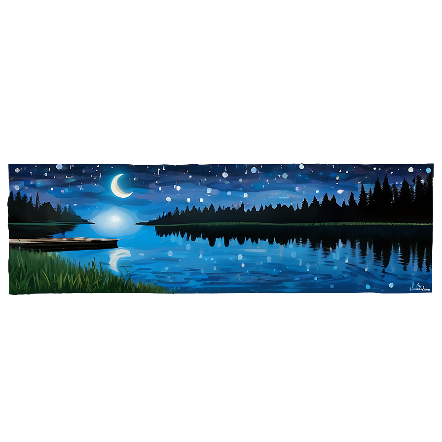 Starry Night Lake Life Png 52 PNG image