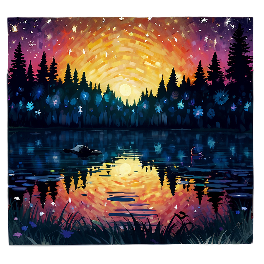 Starry Night Lake Life Png 54 PNG image