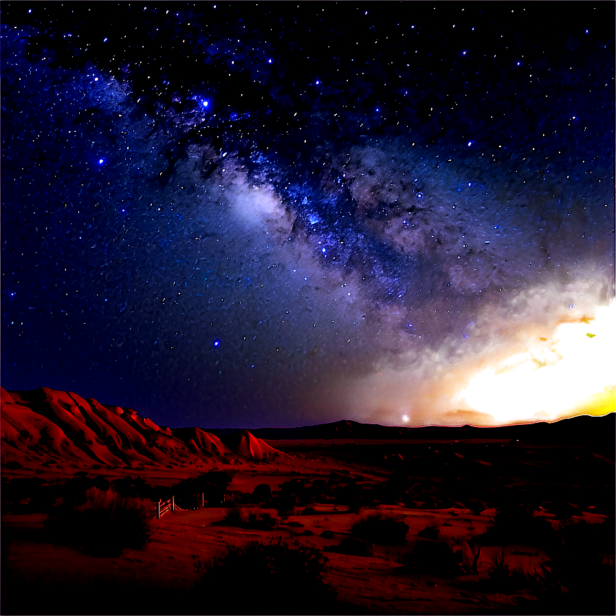 Starry Night Sky Desert Photo Png Psg8 PNG image