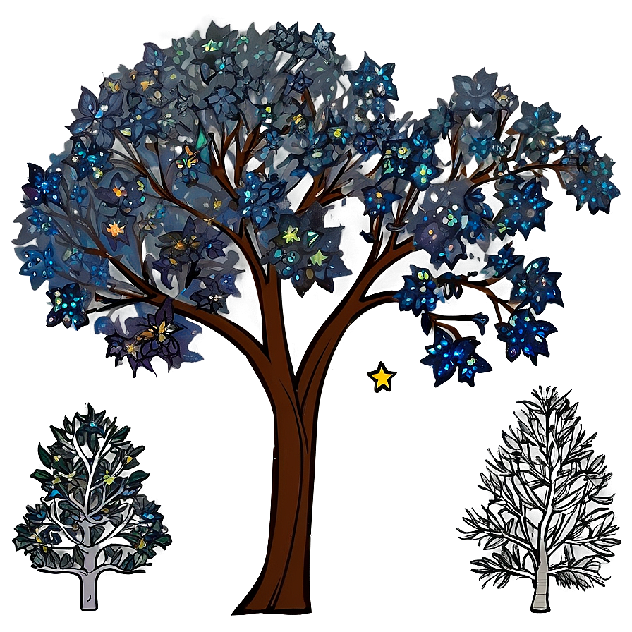 Starry Night Trees Png Bki63 PNG image