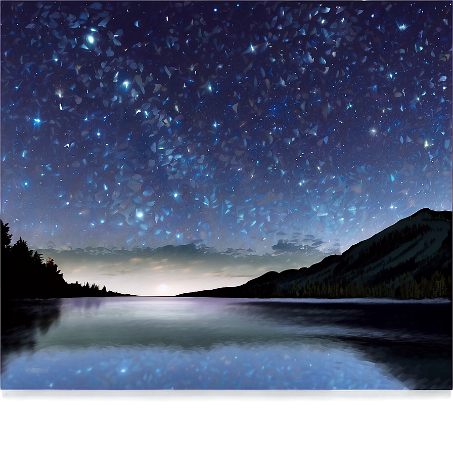 Starry Sky Over Lake Png Pts82 PNG image