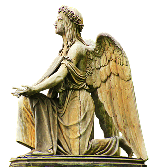 Statueof Angelwith Wreathand Open Book PNG image