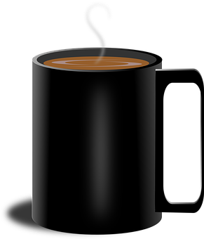 Steaming Black Coffee Mug PNG image