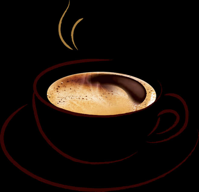 Steaming Coffee Cup Artistic Design PNG image