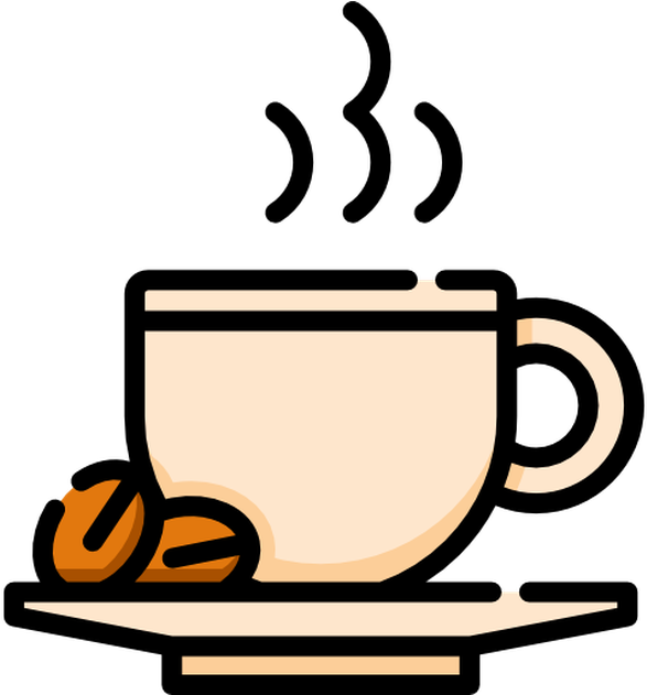 Steaming Coffee Cupand Beans Graphic PNG image