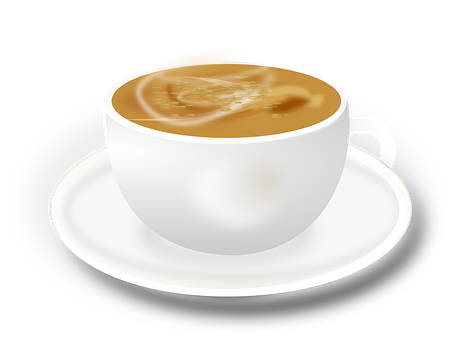 Steaming Coffee Cupon Saucer PNG image