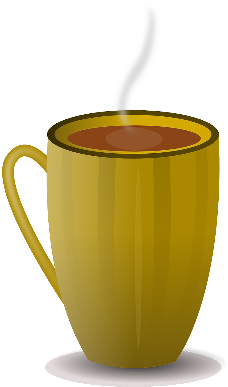 Steaming Golden Tea Cup PNG image