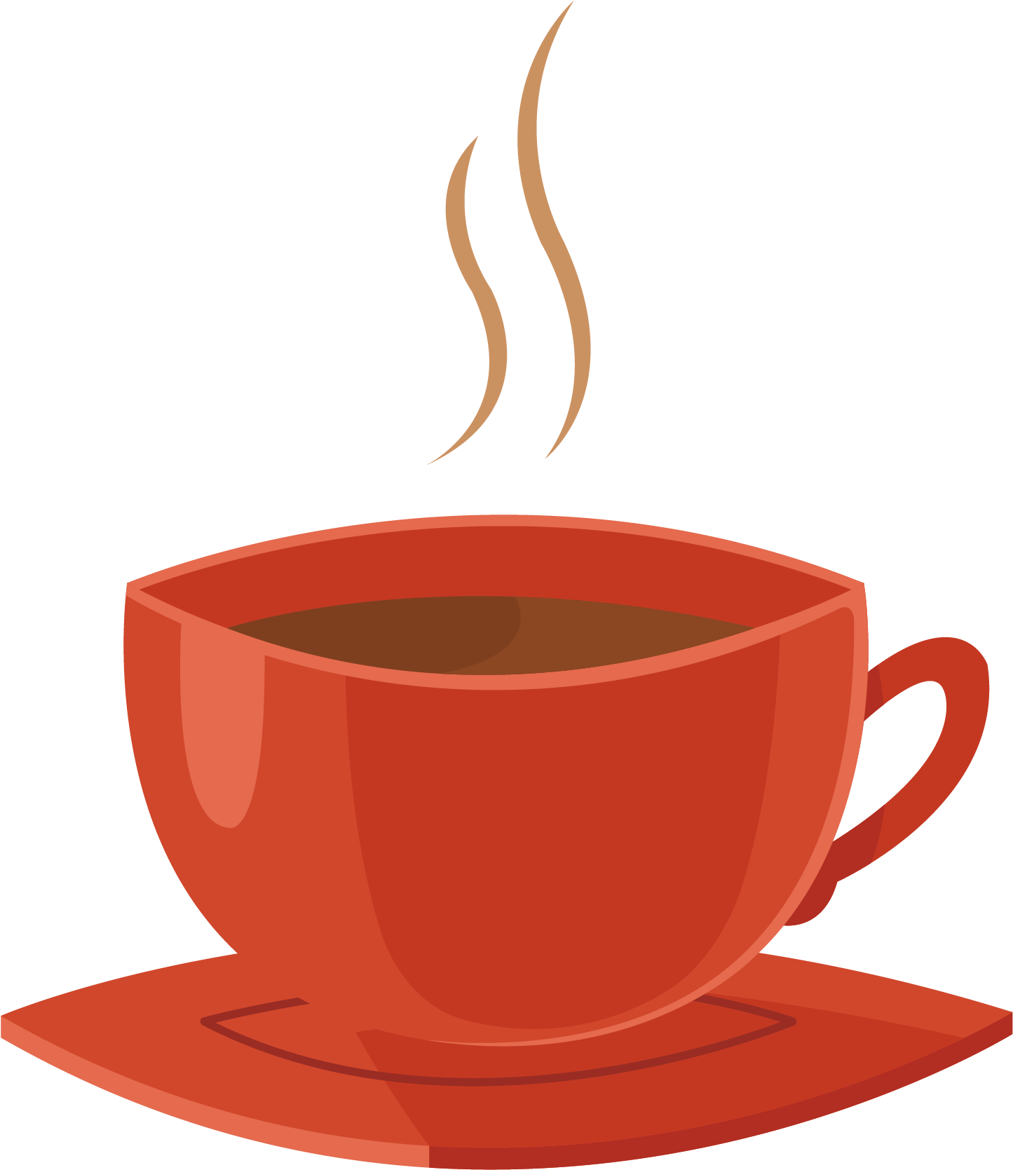 Steaming Red Coffee Cup Vector PNG image