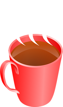 Steaming Red Coffee Mug Clipart PNG image