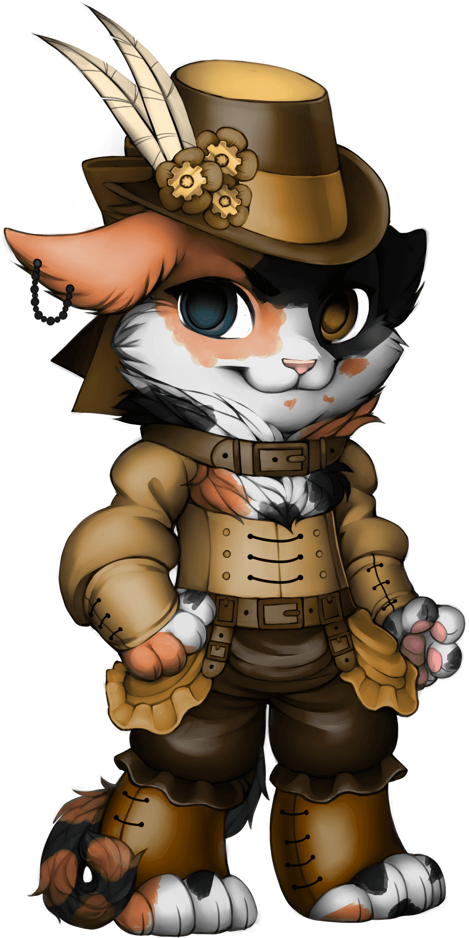 Steampunk Calico Cat Character PNG image