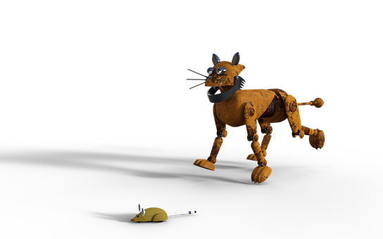 Steampunk Cat Chasing Mouse PNG image