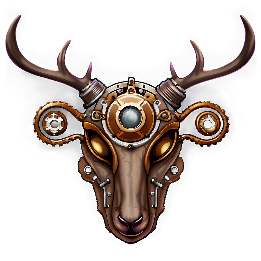 Steampunk Deer Head Design Png 06212024 PNG image