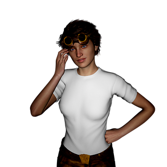 Steampunk Goggles Woman Portrait PNG image