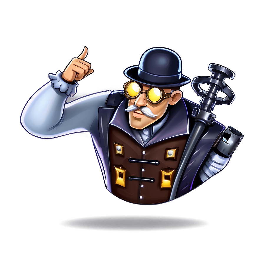 Steampunk Inventor Cartoon Character Png 24 PNG image