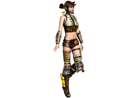 Steampunk Style Female Character PNG image