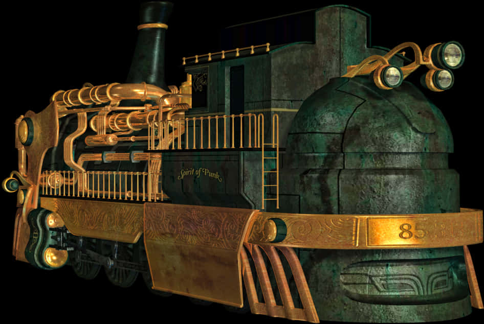 Steampunk Style Train Illustration PNG image