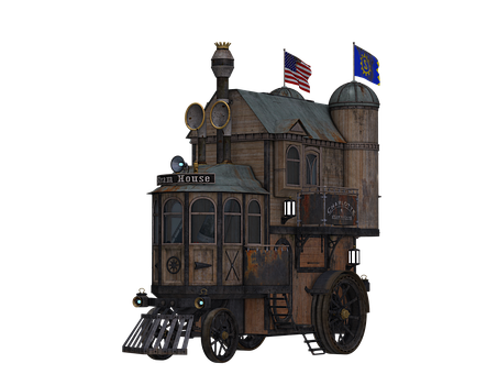 Steampunk_ Train_ House_ Concept_ Art PNG image