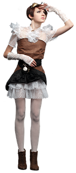 Steampunk Victorian Lady Posing PNG image