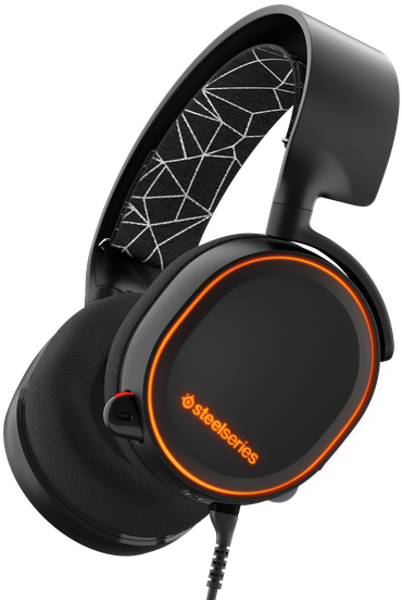 Steel Series Gaming Headset Orange Accent PNG image