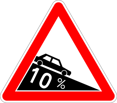 Steep Gradient Traffic Sign PNG image