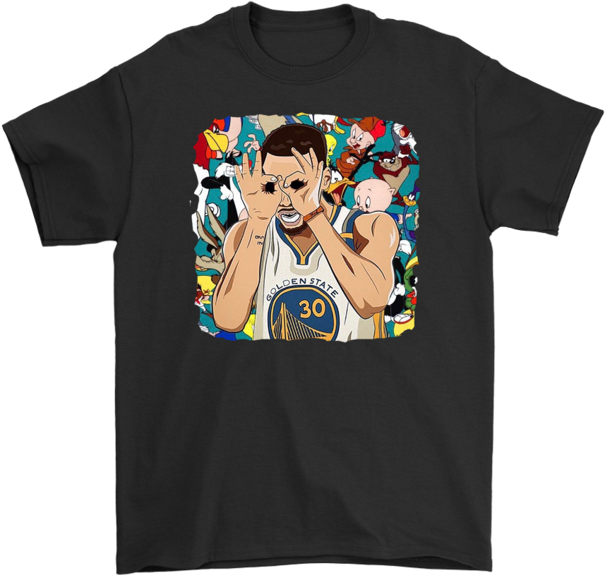 Steph Curry Celebration Cartoon Tshirt PNG image