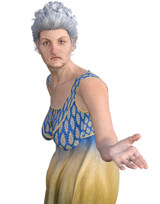 Stern Grandmother3 D Character PNG image