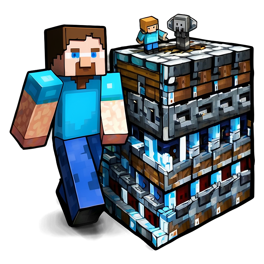 Steve Exploring Minecraft Png 80 PNG image