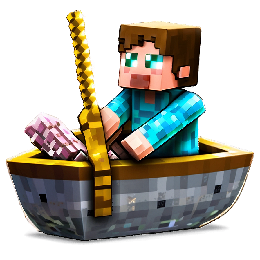 Steve In Boat Minecraft Png Phw PNG image