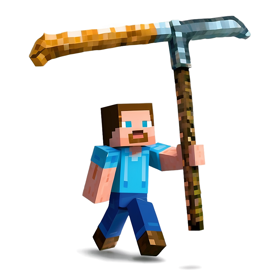 Steve With Pickaxe Minecraft Png 05232024 PNG image