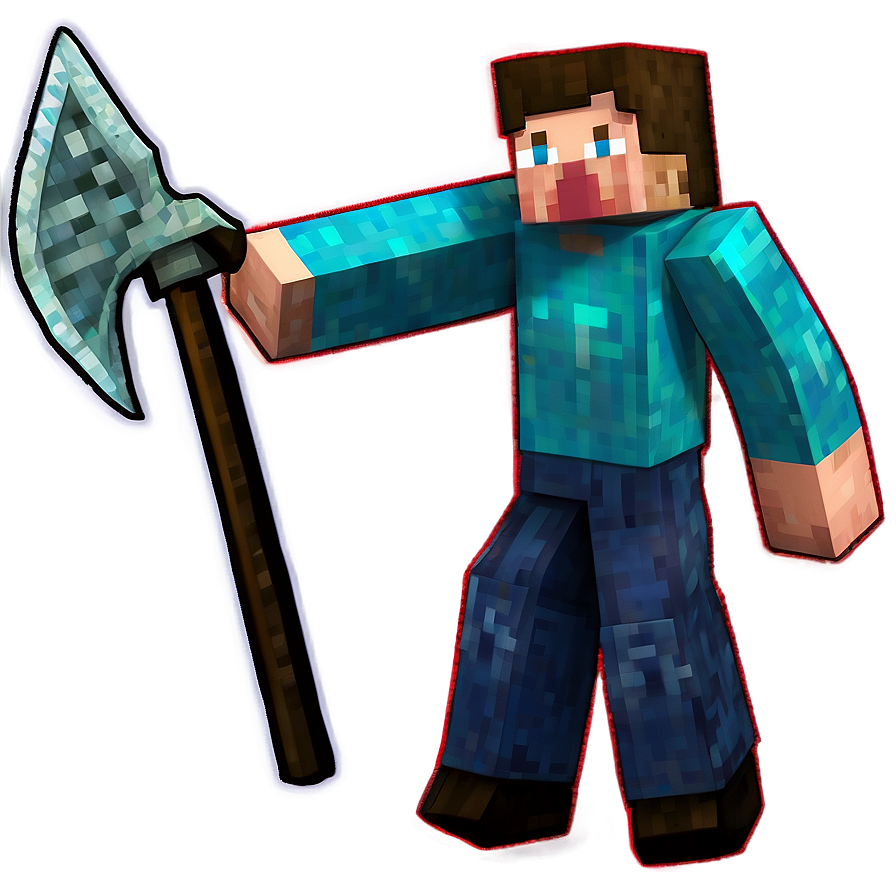 Steve With Pickaxe Minecraft Png Cxk42 PNG image