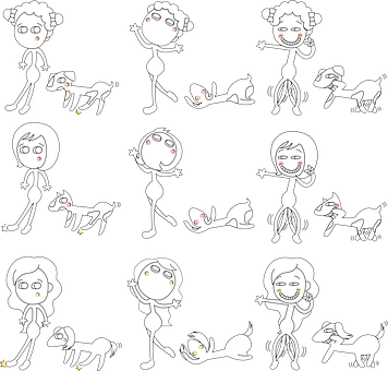 Stick Figure Girland Dog Interactions PNG image