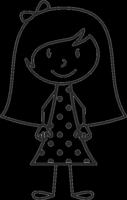 Stick Figure Girlwith Bowand Polka Dot Dress PNG image