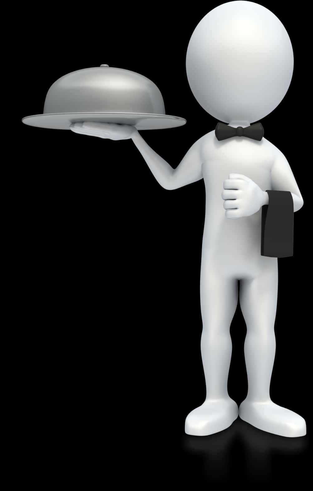 Stickman Waiter Holding Silver Tray PNG image